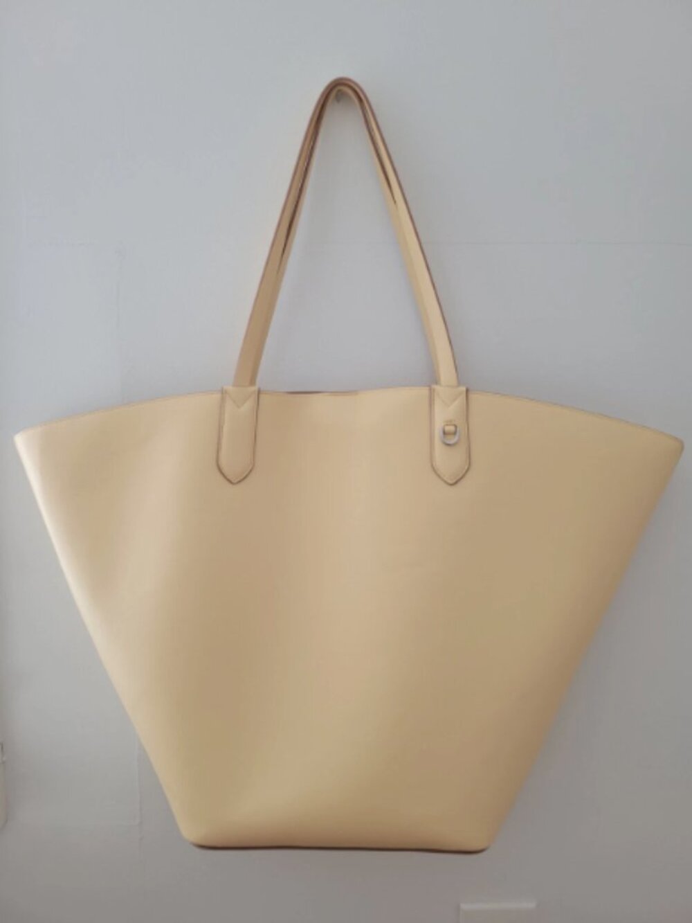 A New Day Tote Bag Beige Faux Leather Shoulder Handbag Large Beach Travel Tote - Picture 2 of 9